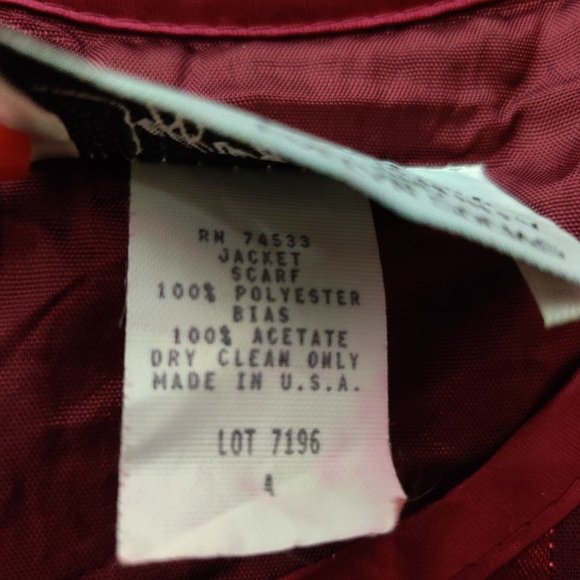 Vintage Jeffrey & Dara petite womens long sleeve button up sheer blouse red sz 4 - Picture 4 of 7